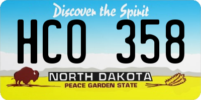 ND license plate HCO358