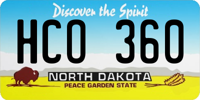 ND license plate HCO360