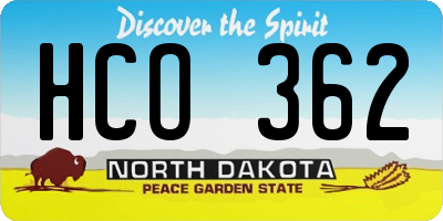 ND license plate HCO362