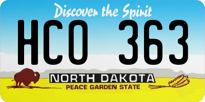 ND license plate HCO363