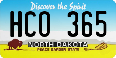 ND license plate HCO365