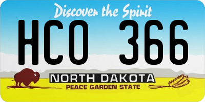 ND license plate HCO366