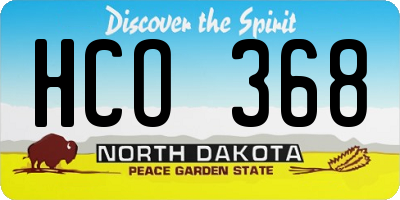 ND license plate HCO368