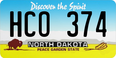 ND license plate HCO374