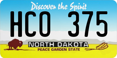 ND license plate HCO375