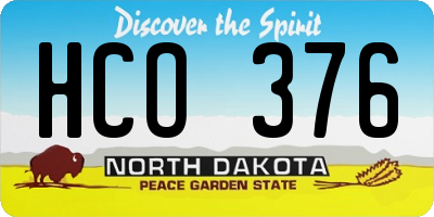 ND license plate HCO376