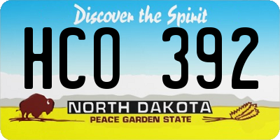 ND license plate HCO392