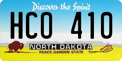 ND license plate HCO410