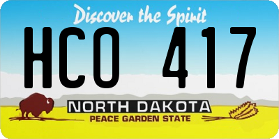 ND license plate HCO417