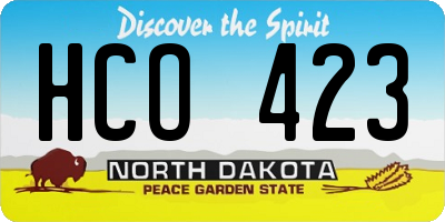 ND license plate HCO423