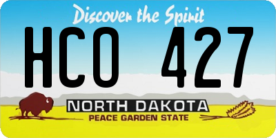 ND license plate HCO427