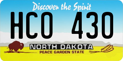 ND license plate HCO430