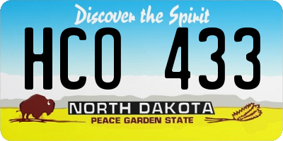 ND license plate HCO433