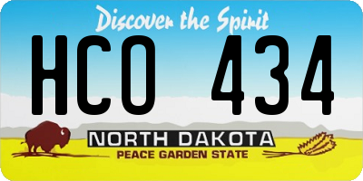 ND license plate HCO434