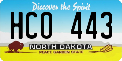 ND license plate HCO443