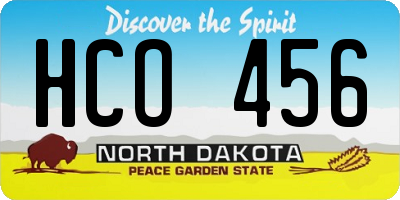 ND license plate HCO456