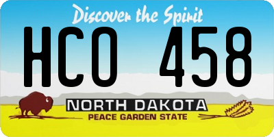 ND license plate HCO458