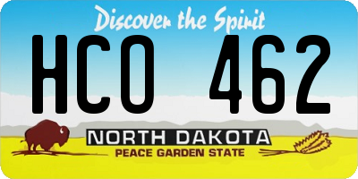 ND license plate HCO462