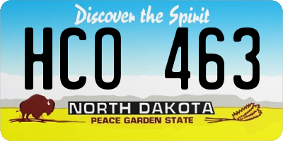 ND license plate HCO463