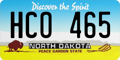 ND license plate HCO465