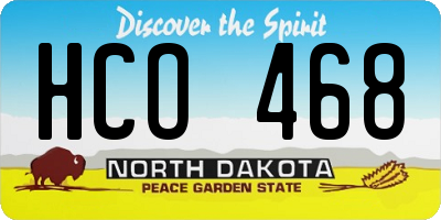 ND license plate HCO468