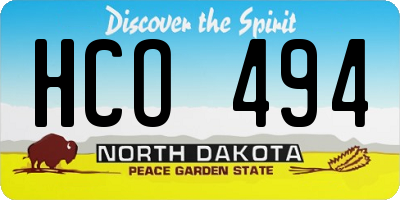 ND license plate HCO494