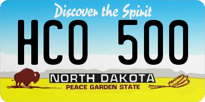 ND license plate HCO500