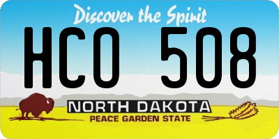 ND license plate HCO508