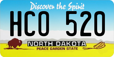 ND license plate HCO520