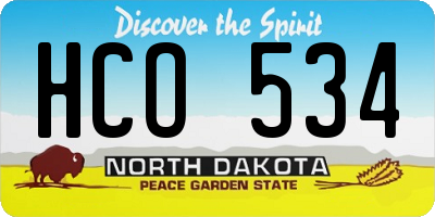 ND license plate HCO534