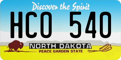 ND license plate HCO540