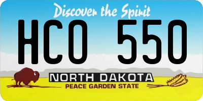 ND license plate HCO550