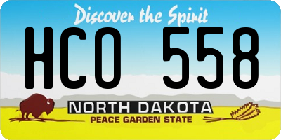 ND license plate HCO558