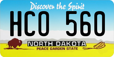 ND license plate HCO560