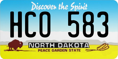 ND license plate HCO583