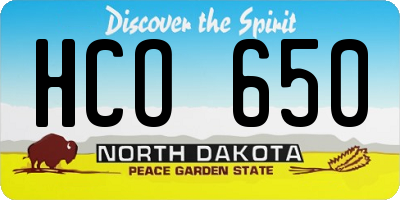 ND license plate HCO650