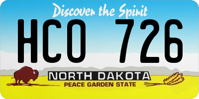 ND license plate HCO726