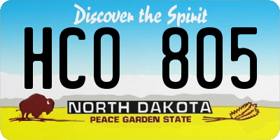 ND license plate HCO805