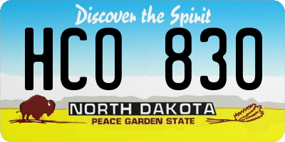 ND license plate HCO830