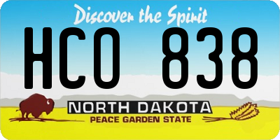 ND license plate HCO838