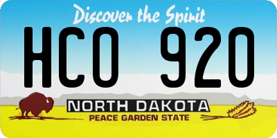 ND license plate HCO920