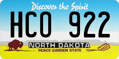 ND license plate HCO922