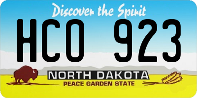 ND license plate HCO923