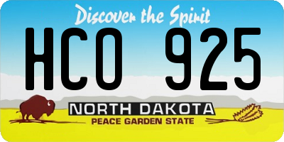 ND license plate HCO925