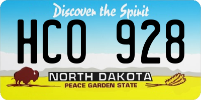 ND license plate HCO928