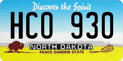 ND license plate HCO930