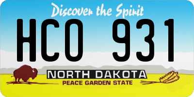 ND license plate HCO931