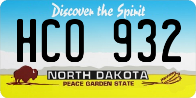 ND license plate HCO932