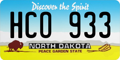 ND license plate HCO933