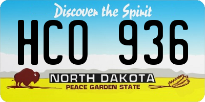 ND license plate HCO936